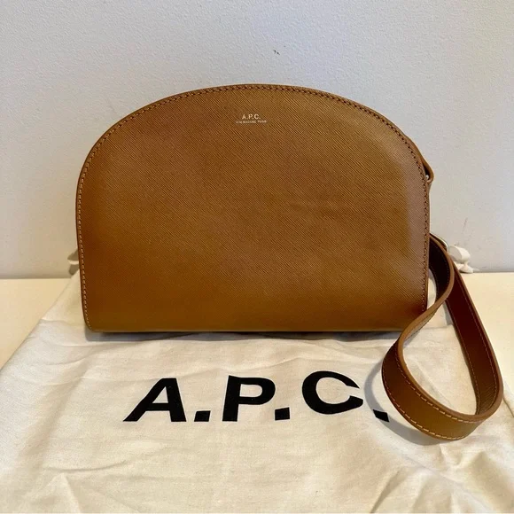 A.P.C. Sac Demi-Lune Saffiano Leather Crossbody Bag - Picture 1 of 8